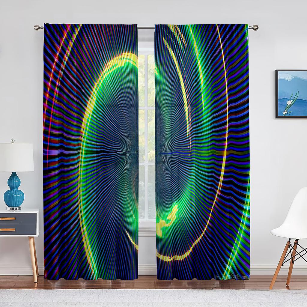 Психоделическая Радуга, оптическая иллюзия, прозрачная занавеска для гостиной, спальни, вуаль, драпировка, кухонное окно, тюлевые шторы, домашний декор