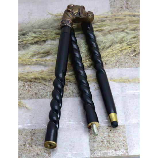 Walking Stick With Brass Dog Handle, Hand Carved Walking Cane, Stylish Wooden Walking Stick for Women and Men, Unique Waking Stick For Adult