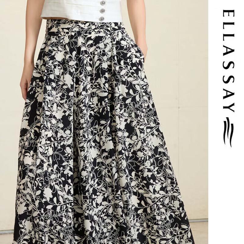 ELLASSAY Women's Mulberry Silk Printed High-Waist Wide-Leg Pants