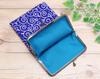 Kyosuke Made in Japan Slim Goshuincho Case with Clasp Small Item Arabesque Dot Navy Blue Closure, Pouch, Pattern,