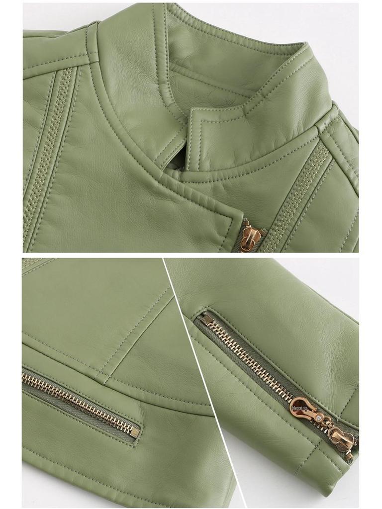 Женская куртка из искусственной кожи: Мода Весна/Осень, Приталенный крой, Размеры S-4XL - Повседневный стиль