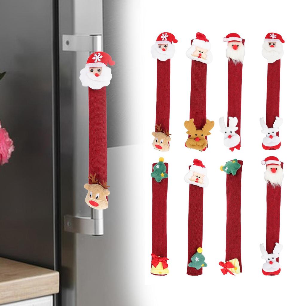Christmas Refrigerator Cover Cute Christmas Kitchen Decor Door Pull Gloves for New Year Freezer Kitchen Appliances Home Oven
