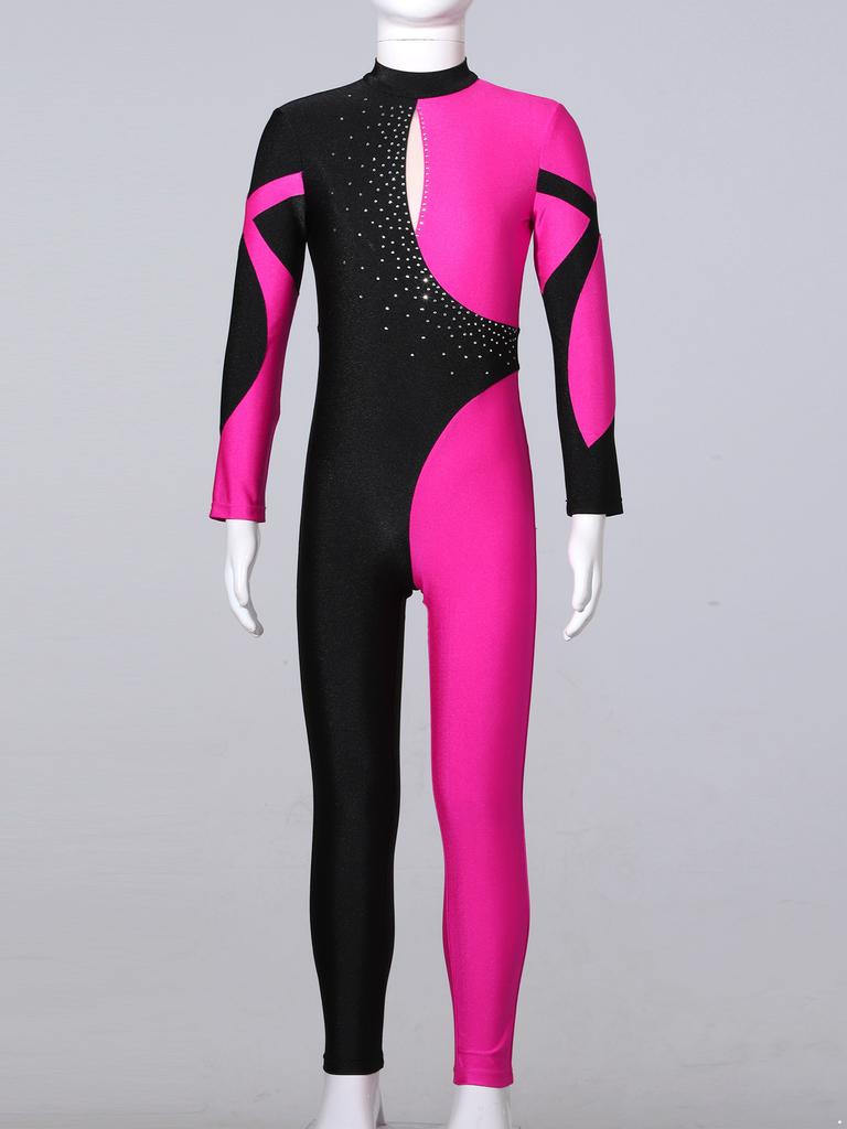 Girl Gymnastics Leotard Full Length Skating Jumpsuit Athletic Bodysuit One Piece Ballet Dance Unitard Yoga Unitards Biketards Sports Workout