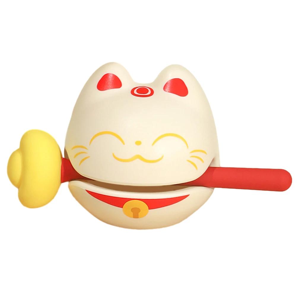 1 Pc Zen Block Drum Mokugyo Lucky Cat Shape Wood Fish Temple Block Ornament Knock Percussion Toy Meditation Buddhist Decoration