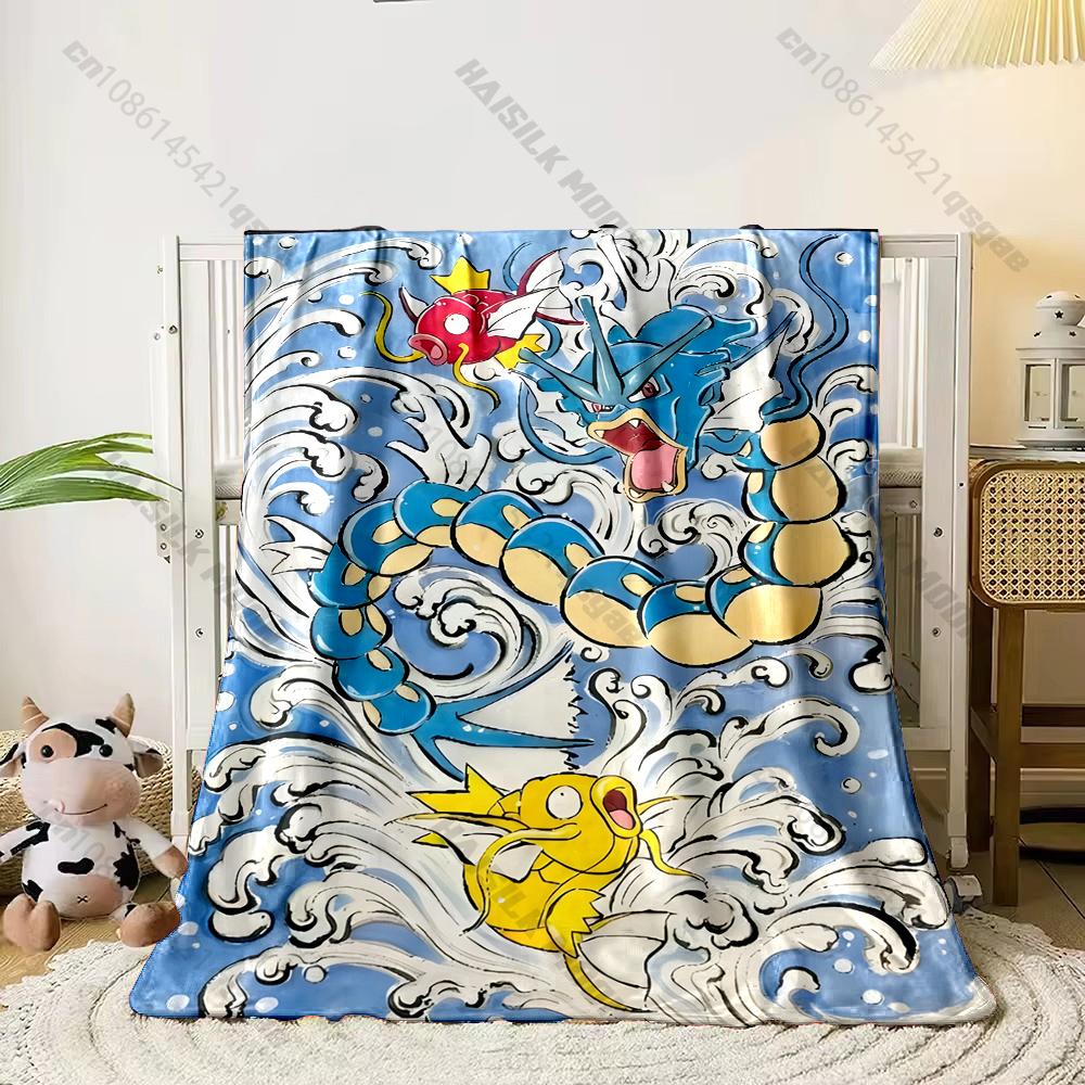 Retro Pokemon Gyarados Blanket Anime Lovers Gift Blanket Bedroom Living Room Sofa Office Multi Scene Available Next Day Shipping