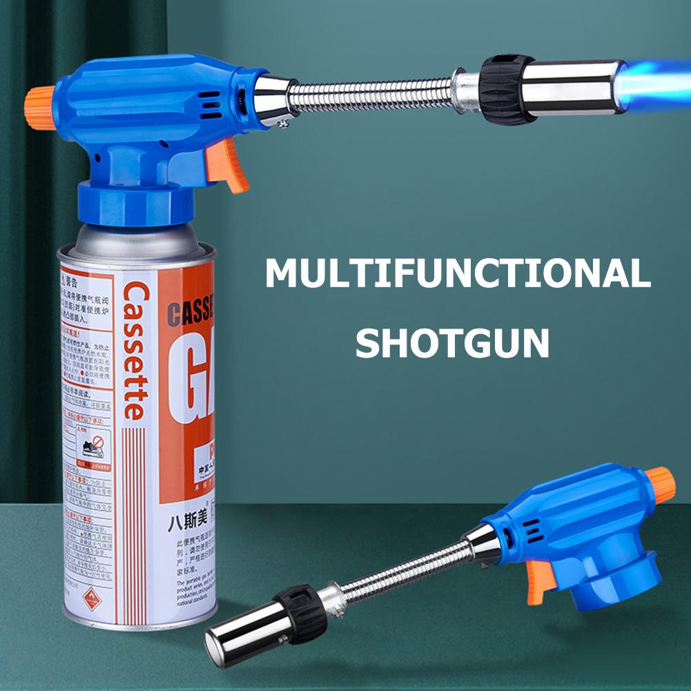 Бутановая горелка с головкой для пламени, пистолет-горелка с обратным использованием и регулируемым шлангом, газовая зажигалка для кемпинга, барбекю, пикника, походов