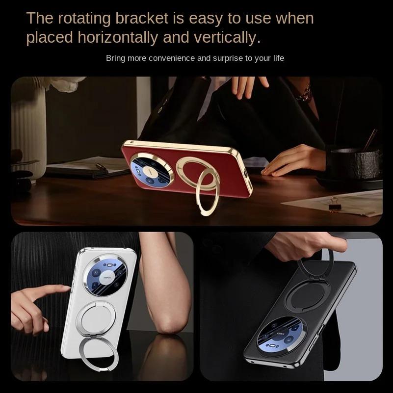 New Rotatable Metal Magnetic Bracket Holder Lens film protection Case For Huawei Mate 80 Pro Max 80 RS mate80 pro Slim Leather Cover