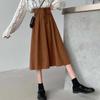 Винтажная женская юбка трапециевидного силуэта с высокой талией, эластичная плиссированная юбка средней длины на шнуровке, весна и осень