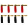 KKLM Banana Banana 24K Gold Audio Jack Connectors for Speaker 4 Pairs Plugs, L-shaped Plugs, 8-Pack, Plated, Right-Angle Cables,