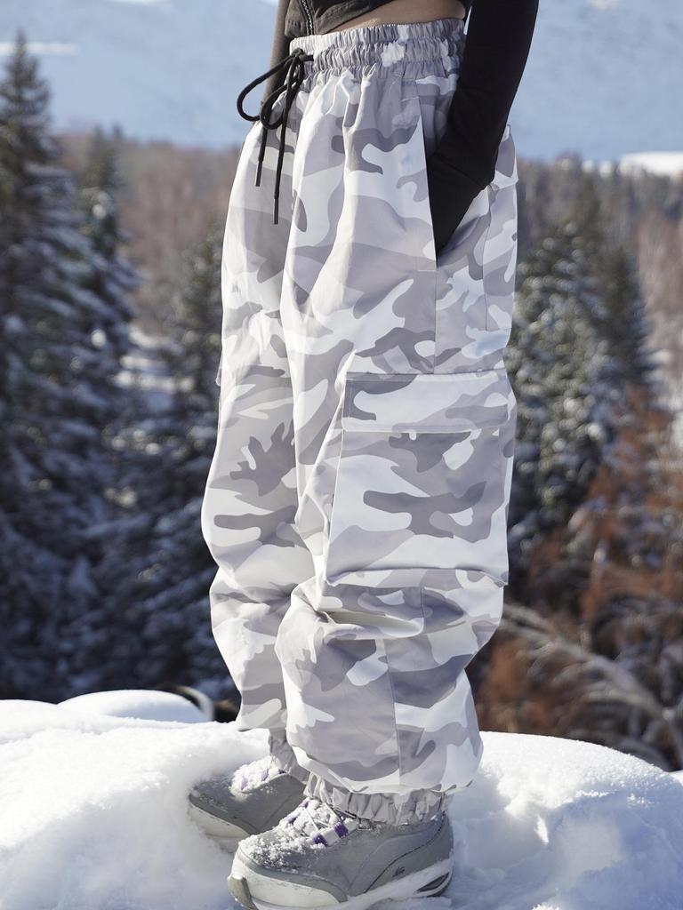 Унисекс Камуфляжные Лыжные Штаны: Ветрозащитная, водонепроницаемая, плотная, на флисовой подкладке, в американском стиле, экипировка для сноуборда.