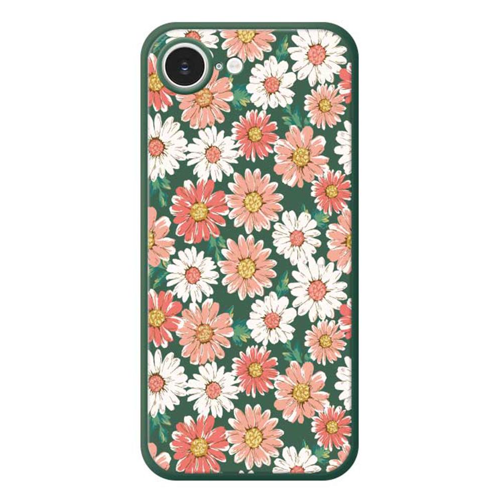 For iPhone 16e Case Chrysanthemum Pattern Printing Straight Edge TPU Phone Back Cover