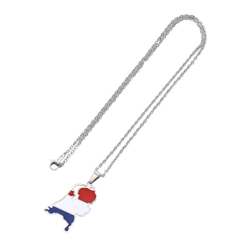 Vintage Netherlands Map Necklace Simple Flag Symbol Necklace Jewelry Stainless Steel Country Outline Pendant Necklace