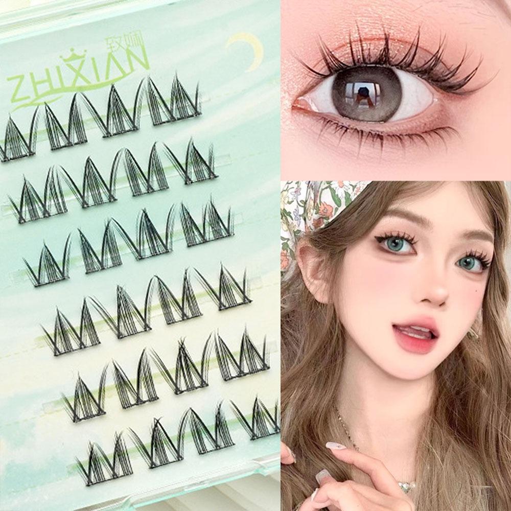 Glue Free Manga Lashes With Jelly Glue Strips 3D False Eyelashes Cat Elf Eyelashes Party Supplies