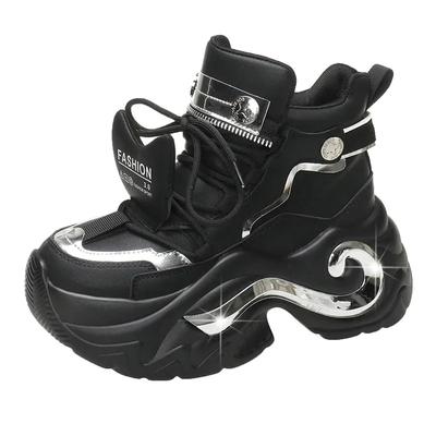 Модные осенние женские кроссовки на толстом каблуке 6,5 см, зимние повседневные туфли из вулканизированной кожи на высокой платформе, женские кроссовки из натуральной кожи