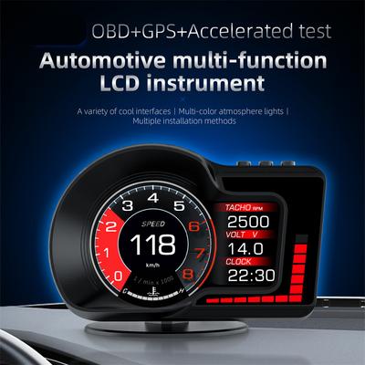 Автомобильный HUD OBD+GPS Цифровой прибор Головной дисплей Спидометр Тест ускорения и торможения