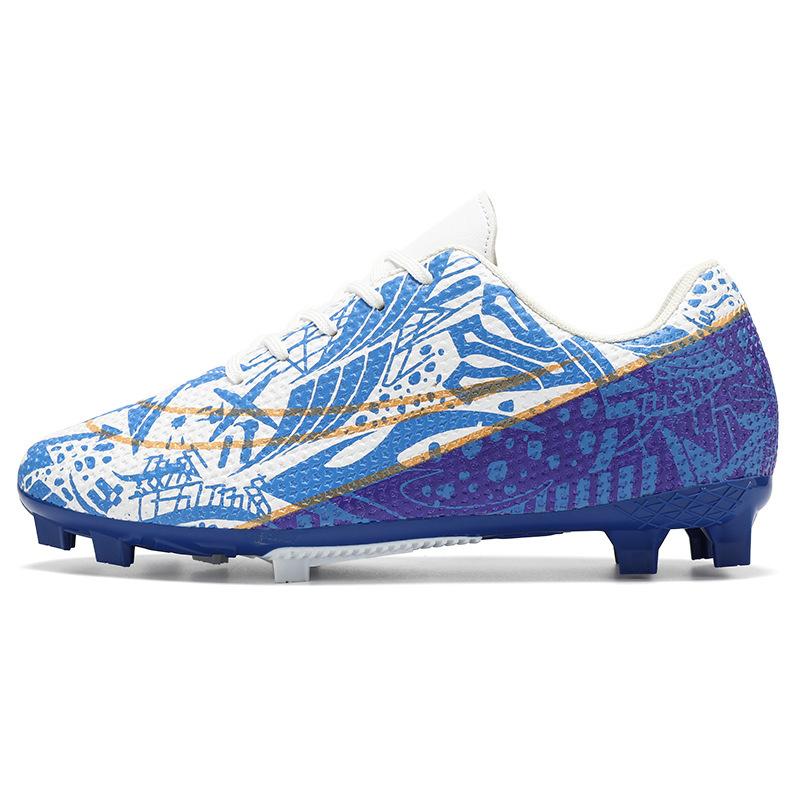 35-45 Football Shoes, Low-cut Blue and White Porcelain Long Nails, Youth Sneakers, Large Size Sports Shoes, TPU Soles, Broken Nails
