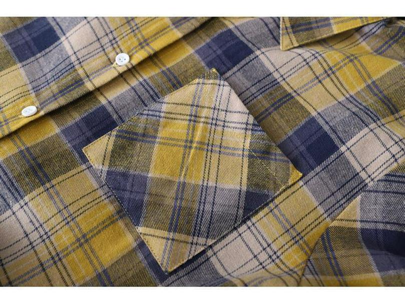 Женская литературная клетчатая рубашка средней длины, весна/осень 2025, с длинным рукавом, универсальная свободная посадка