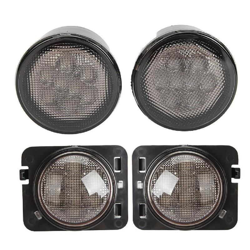 1/2Pair Car Front Bumper LED Fog Light Grille Light Turn Signal Side Marker Light Fender Lamp Kit for Jeep Wrangler JK