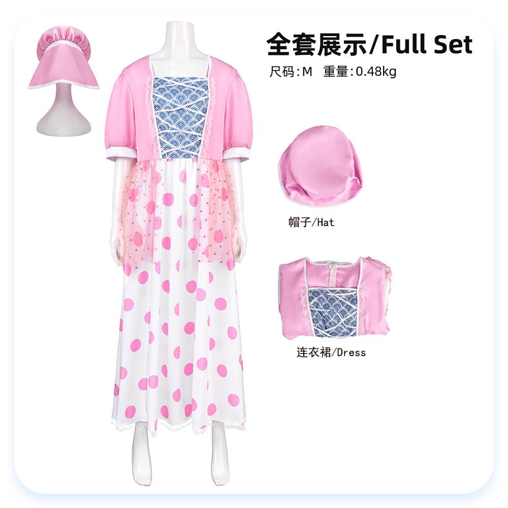 Shepherdess Cos Suit, Pink Polka Dot Dress Cosplay Suit Performance