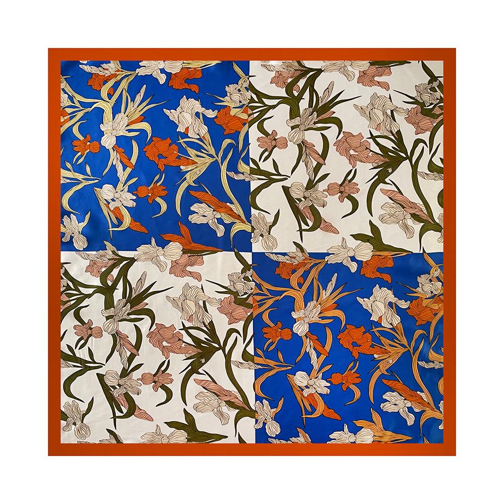 90cm Satin Printed Headscarf, Classic Floral Large Scarf, Women’s Shawl