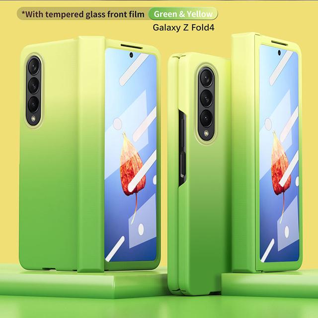 Чехол для телефона Samsung Galaxy Z Fold 4 с петлями Fold2 Fold3 Fold4, ультратонкий градиентный чехол с защитой от падения и пленкой из закаленного стекла