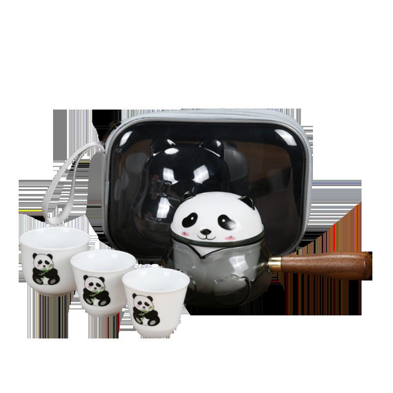 Panda Ceramic Tea Set Outdoor Portable Travel Tea Set Three Cups Express Portable Set Business Creative Portable