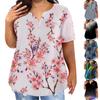 Fashion Plus Size Women's Casual Short Sleeve Round Neck Floral Print T-shirt With Pockets