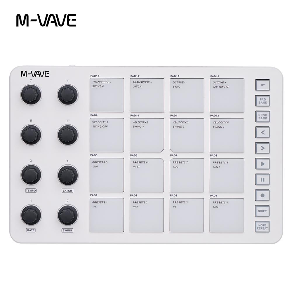 M-VAVE SMC-PAD Wireless MIDI Controllers Suitable Percussion Keyboard USB-C Interface Portable Design Small MIDI Pad