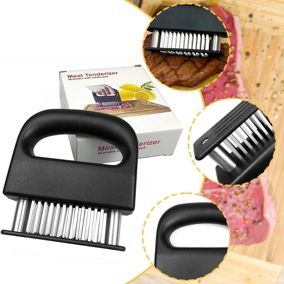 Meat Tenderizer Tool with 48 Stainless Steel Needle Blades Meat Tenderizer Needle with Safely Lock