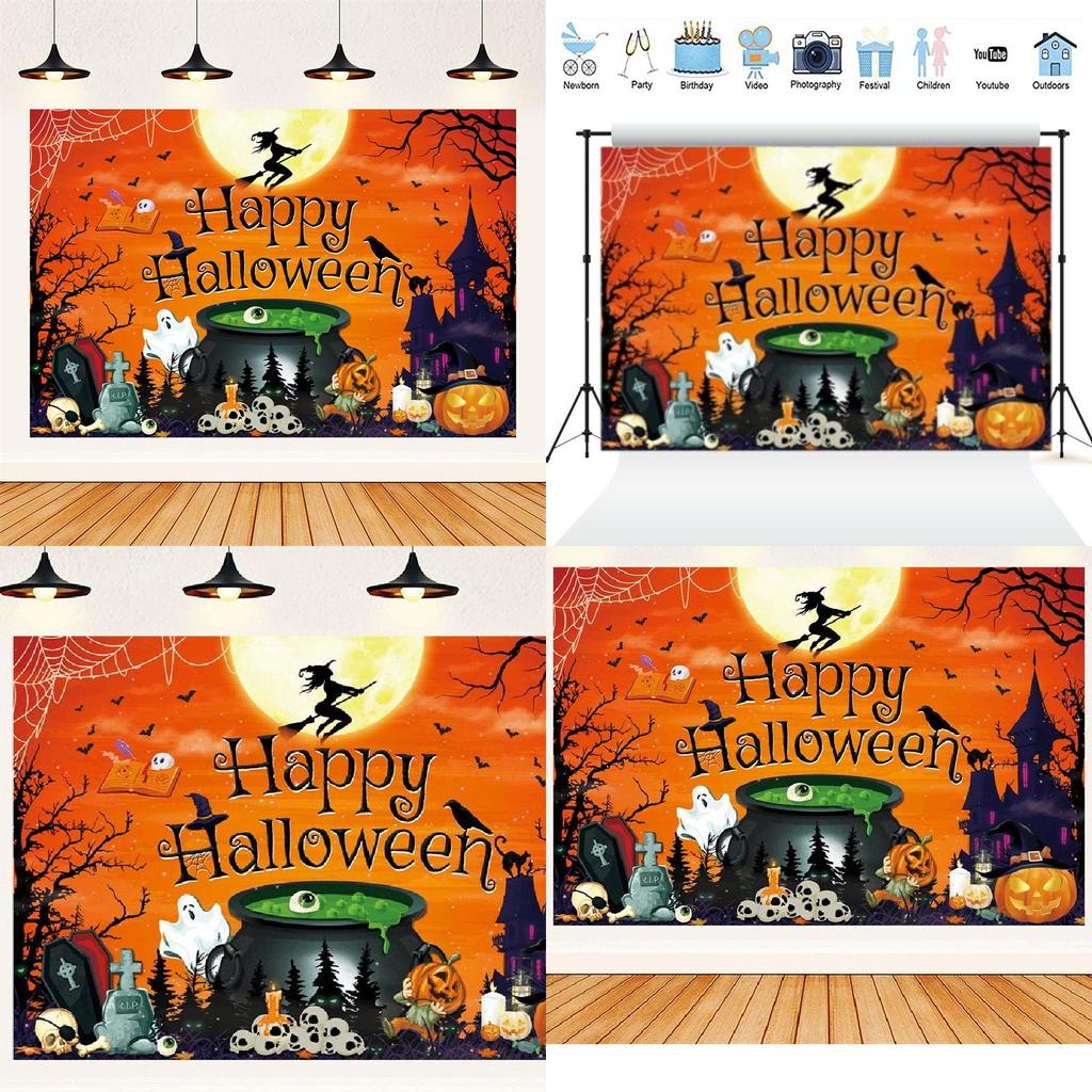 Высококачественный Весенний Полиэстер Хэллоуинский Фоновый Тканевый Баннер Замок Ведьмы Украшение для Хэллоуинской Вечеринки
