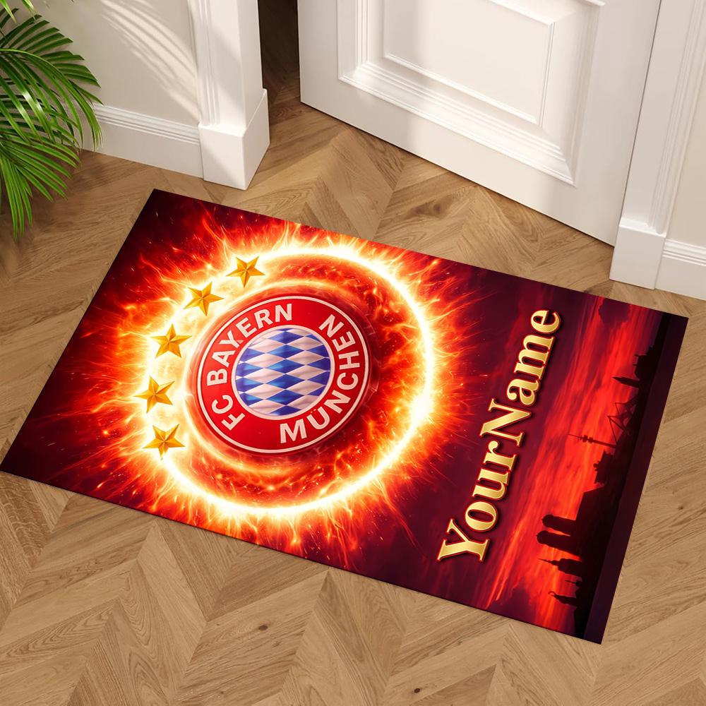 Bayern Munich Customize Text Area Rug Design for Kitchen Dormitory Bedrooms Outdoor Anti-slip Rug Decorate Offices