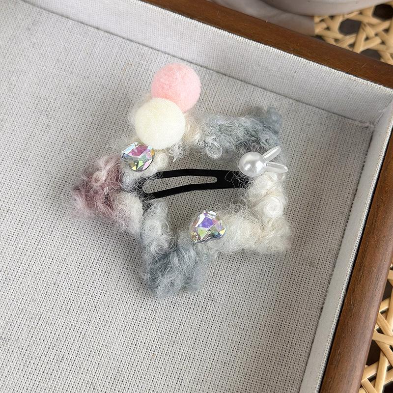 Осенне-зимняя запеленованная шерстяная заколка для волос со звездой Пентагона, галстук Мори, маленький кролик, шарик, шарик, сломанная шпилька для девочек, аксессуары для волос