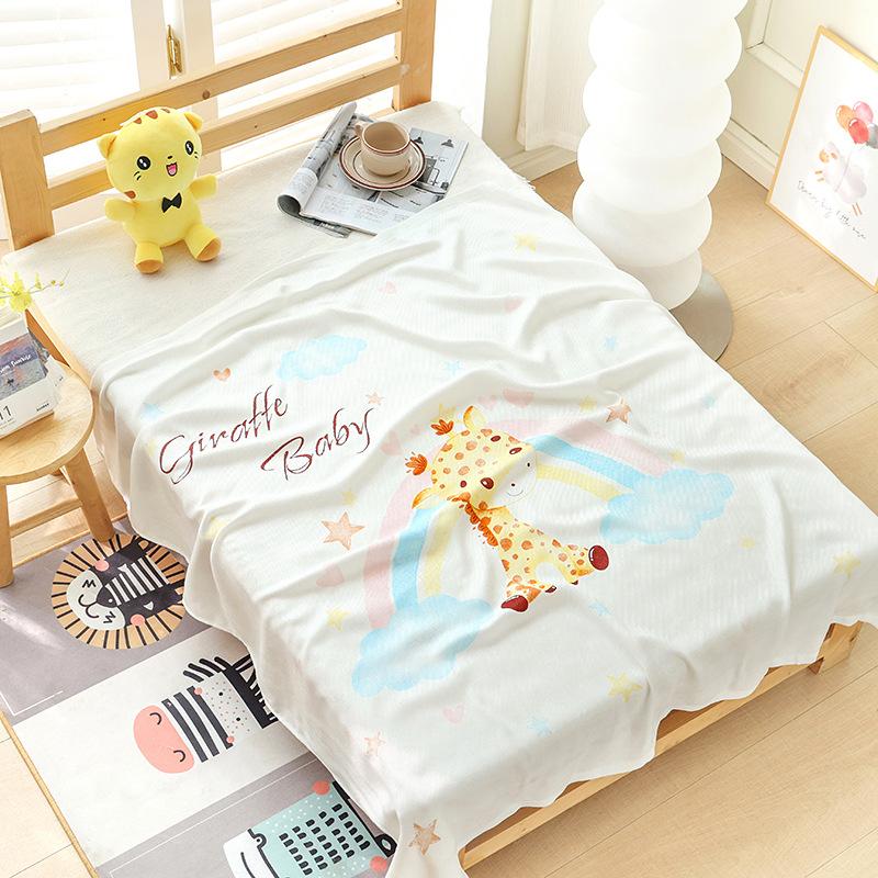 Double-layer Bamboo Cotton Infant Blanket, Children's Quilt, Thin Air-conditioning Summer Cool Quilt, Baby Bamboo Fiber Ice Silk Blanket