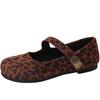 Shallow leopard print single shoes women's autumn new retro square head thick heel one-word buckle with Mary Jane shoes tide