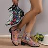 Women Boots  Vintage Flower Short Boots Women Shoes Thick Heel Large Size Ankle Boots for Women Zapatos De Mujer Botas 2024