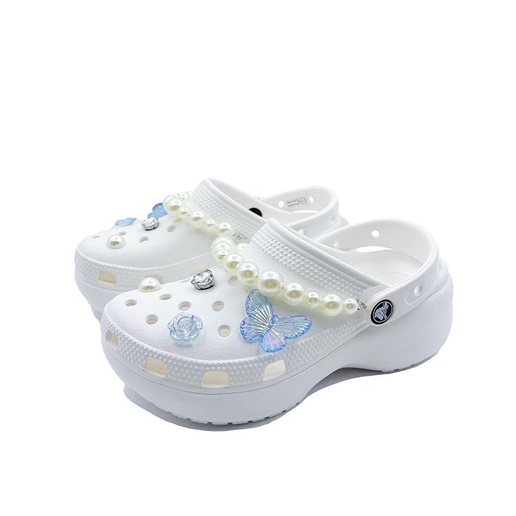 Crocs Baya Platform Clog Butterfly Love Flower Girly School Style Beach EVA Hole Shoes Unisex White