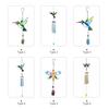 Glass Wind Chime Bird Dragonfly Shaped Hanging Ornament Multi-Tube Wind Chimes Thanksgiving Day Home Outdoor Garden Balcony Backyard Church Festival