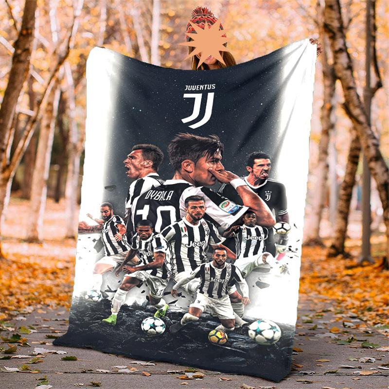 Juventus Football Flannel Blanket Soft Warm All-Season Throw, Design for Camping, Car Travel, Hiking Sofa, Bed, Office Perfect Gift for Parties
