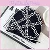 Y2k Goth Style Knit Hat With Chain Pattern For Streetwear And Hiphop Fans