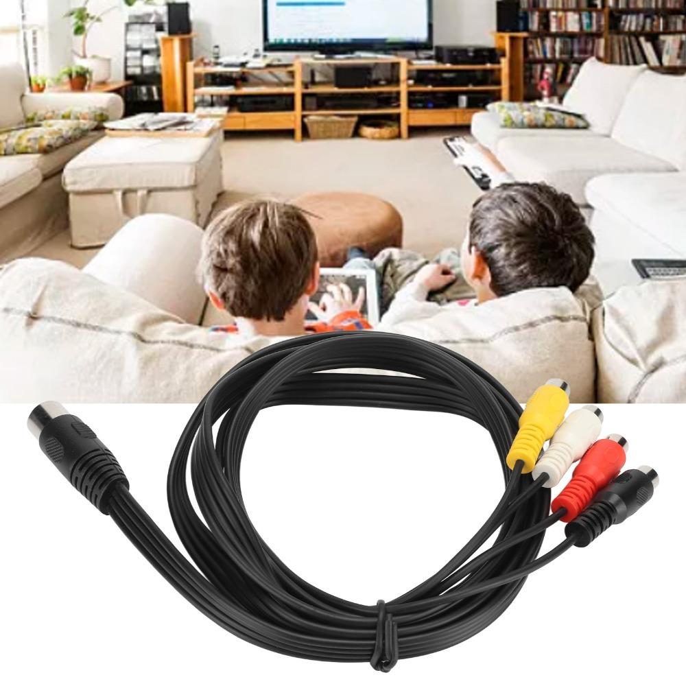 Plug and Play 5 Pin Male Din to 4RCA Female Cable 4.9ft Conversion Cord Audio Cable Connector DVD