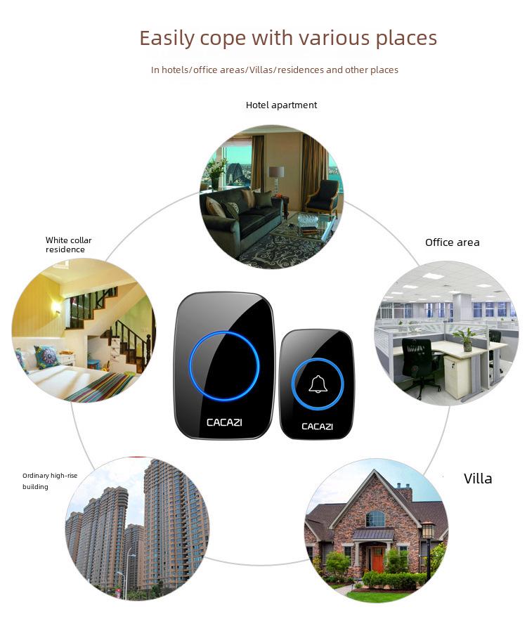 Беспроводной водонепроницаемый дверной звонок: Интеллектуальный пульт дистанционного управления с питанием от батареек и одним приемником