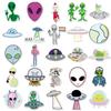 50 Alien-Themed Waterproof Stickers for Suitcases, Skateboards, Scooters, Tablets, and Cars