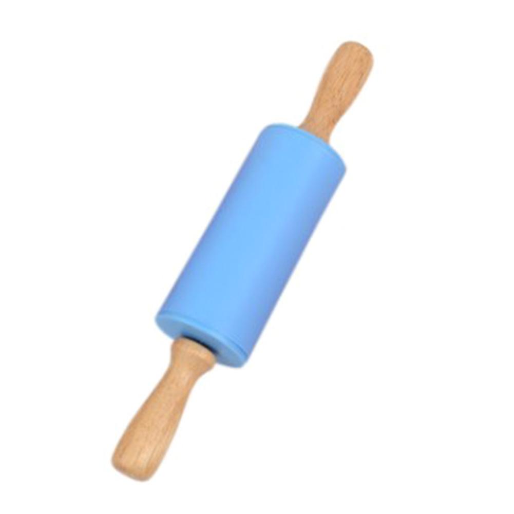 Non-Stick Silicone Rolling Pin with Wooden Handles for Baking, Pastry Dough Roller, Fondant, Pizza, Etc. 30cm