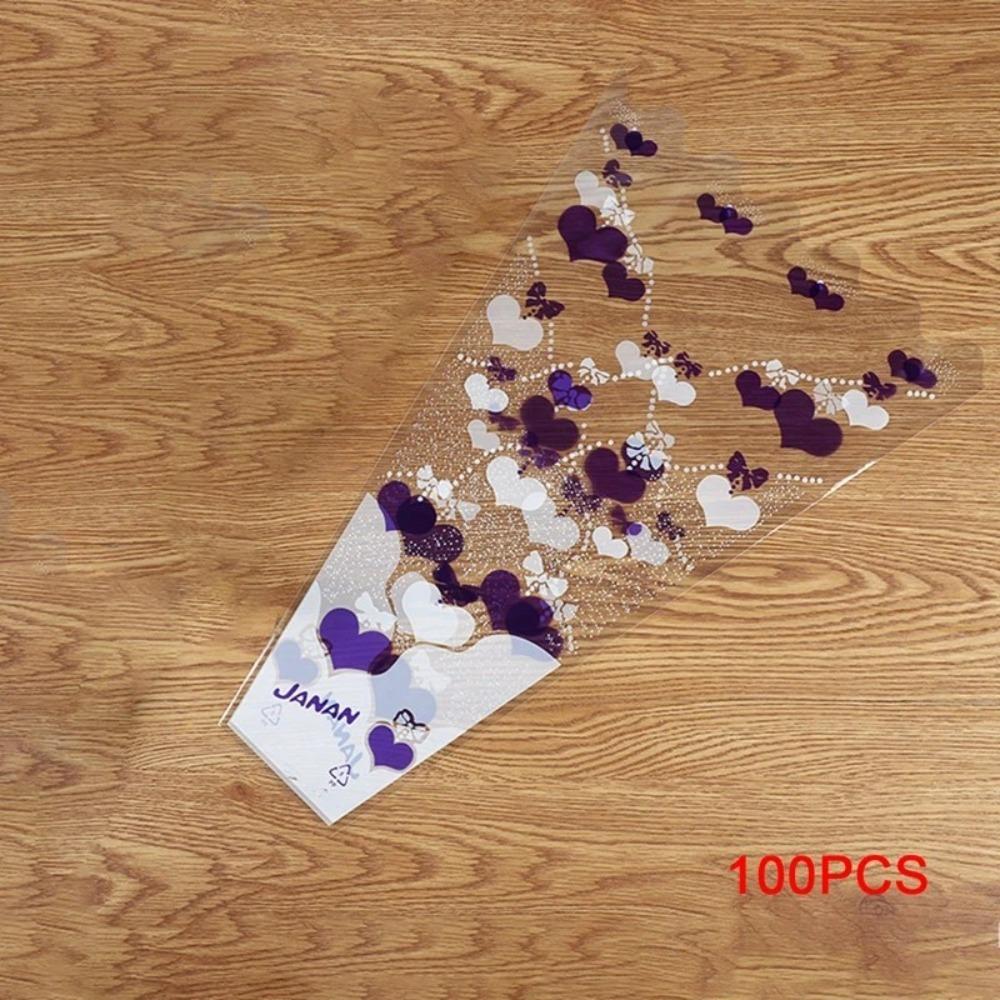 100pcs Rose Bagging Rose Bouquet Wrapping Sleeve Flower Transparent Packaging Wrappers Christmas