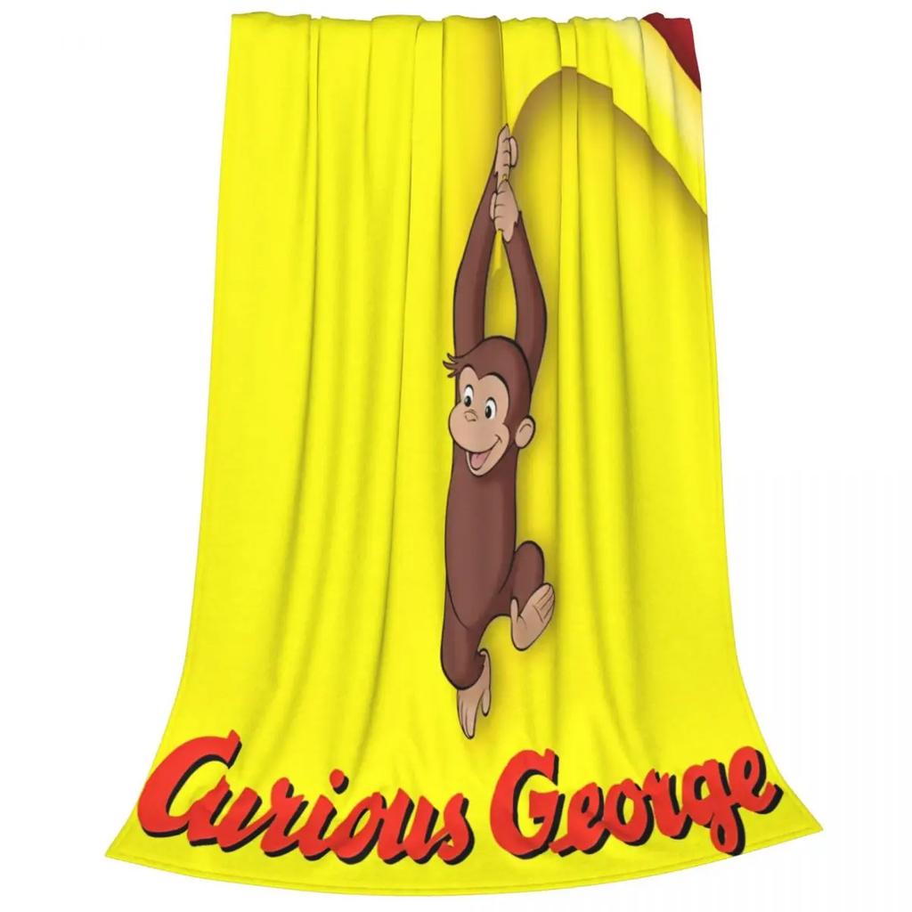Curious George Cartoon Monkey Coral Fleece Plush Throw Blankets Blanket for Home Bedroom Lightweight Bedding Throws