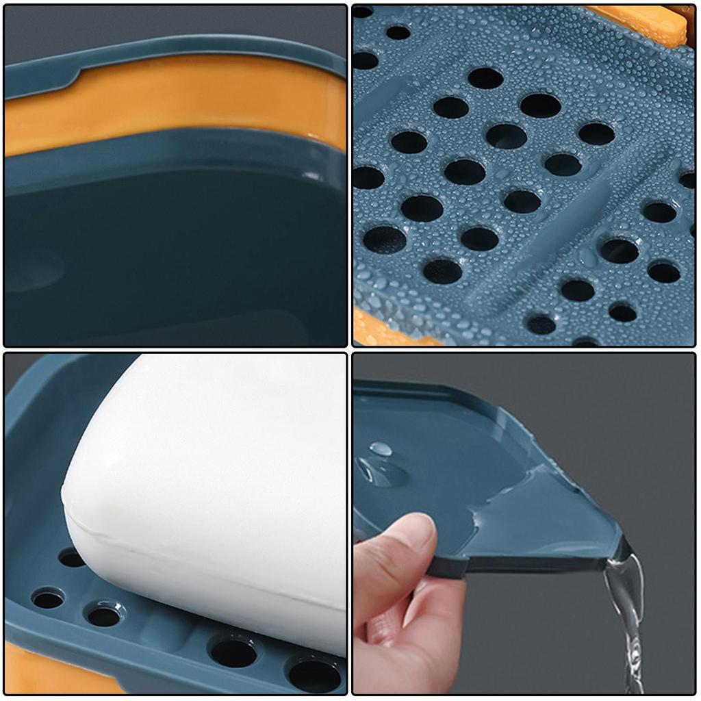Wall Mounted Soap Holder Double Layer Soap Rack No Drilling Wall Mounted Soap Drain Holder Soap Holder Soap Tray Self-Adhesive