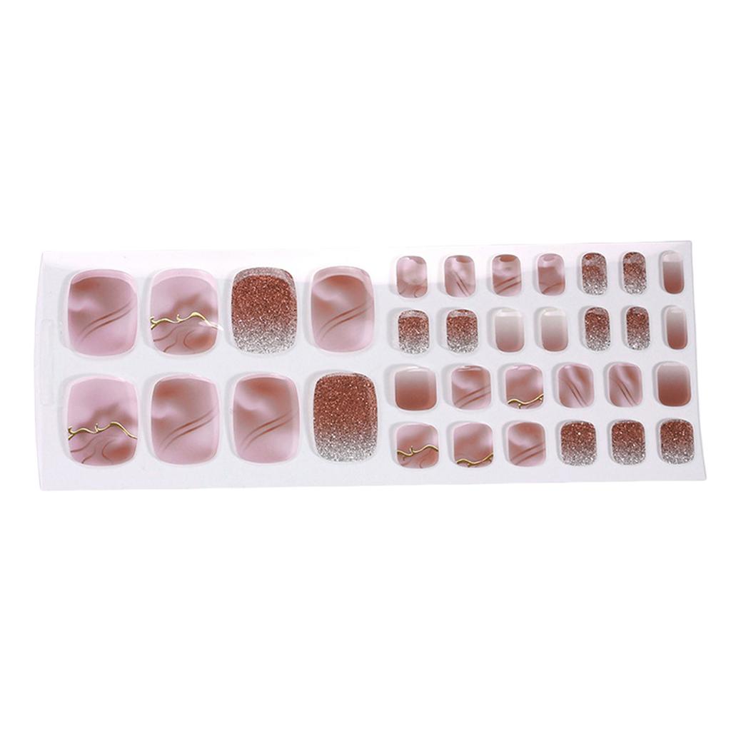 Glitter Nail Stickers Gel Nail Wraps for Toes Easy No Bake Designs with Glitter and Metallic Accents Nail File