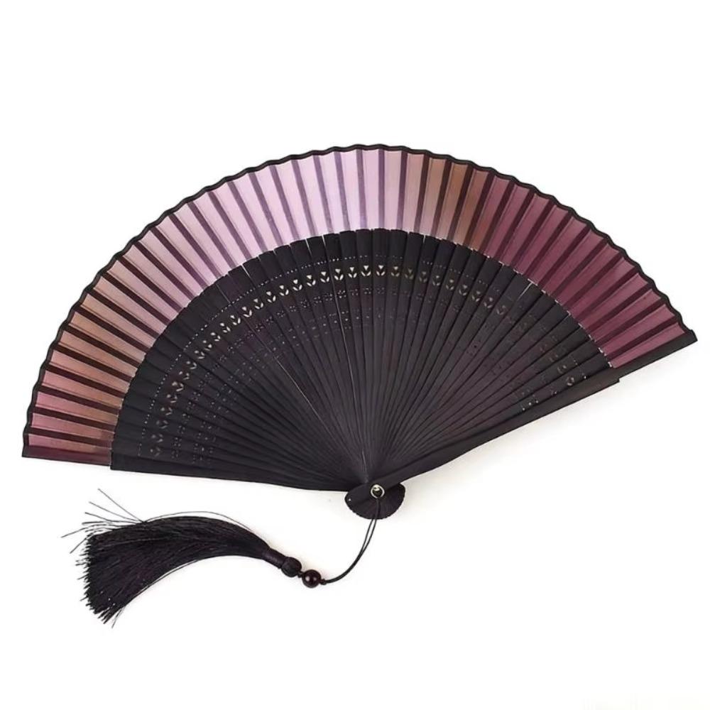 Gradient Color Retro Hand Fan Portable Dance Fan Chinese Style Bamboo Folding Fan Gift Giving