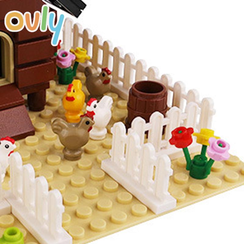 Ovly Farm Chicken Coop DIY Building Block MOC Parts Set with Chick House Animals Dog House Nest Kit Kids Gift with Manual