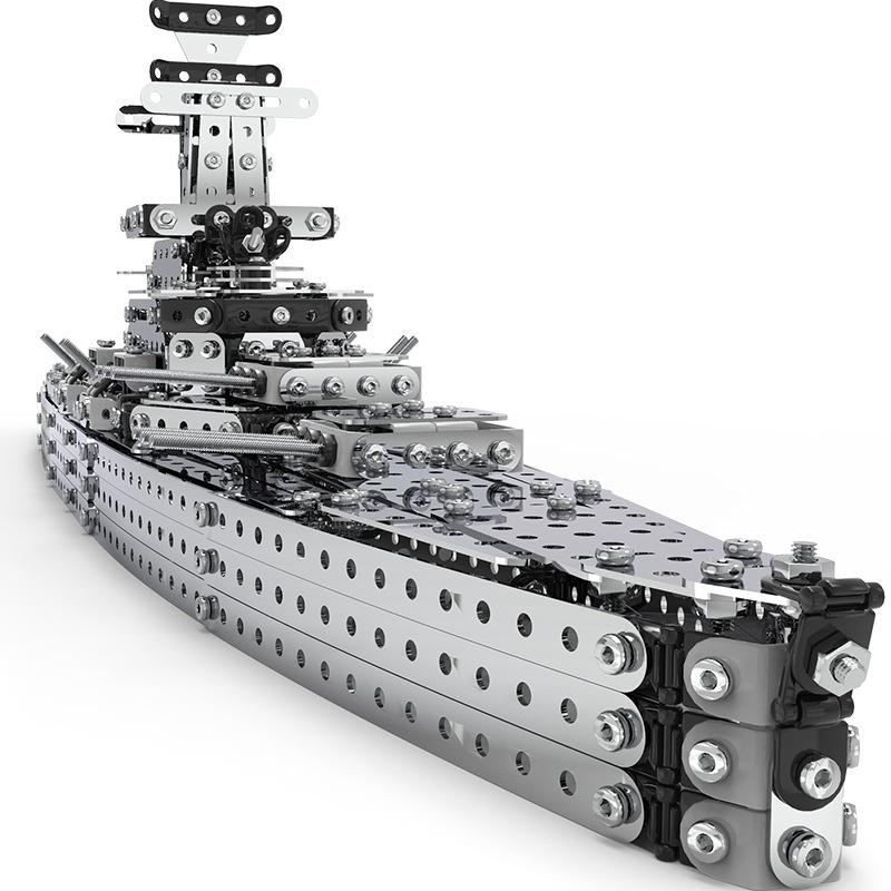 Children's assembled building blocks metal toys boys' highly difficult screws nuts metal 3D assembly models tanks and warships